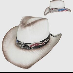White and Brown Cowboy Hat-nwt